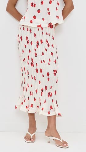 Women's White Floral Plisse Midi Skirt3