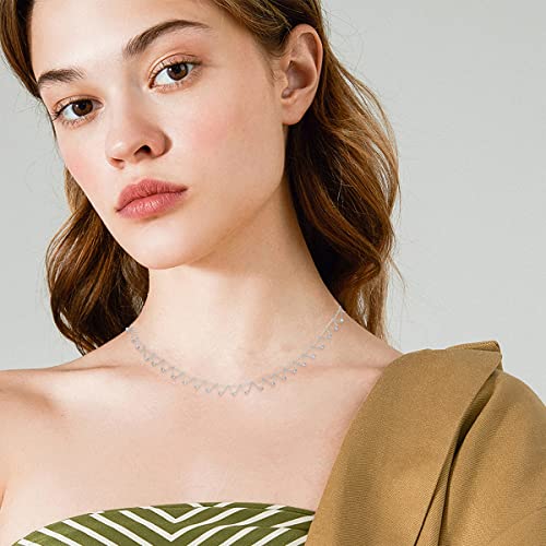 14k Gold Bead Station Choker Necklace for Women, Dangling Ball Chain Jewelry Gifts for Her, 15-17 Inch2