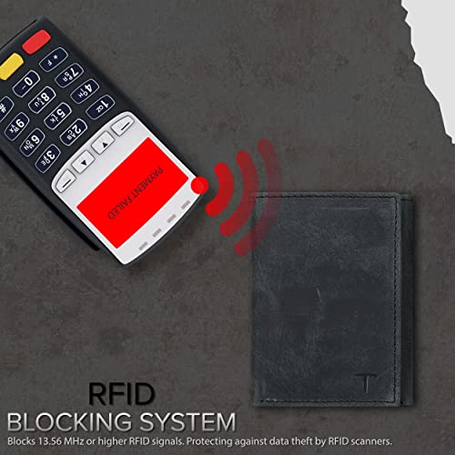 Real Leather Trifold Wallet for Men with RFID Blocking Slim Wallets, 6 Credit Card Storage Holder, 2 Pocket for Currency, Stylish Wallet with 1 ID Window - Image 6