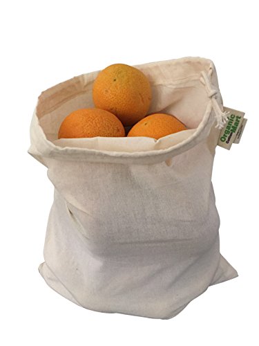 Reusable Grocery Bags For Produce - Reusable Produce Bags Small - Small Muslin Bags For Brewing - Organic Cotton With Drawstring - Small Organic Tea Bag - Set Of 3 (3, Small - 8"X10") #TOP4
