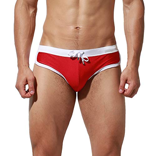 Men's Nylon Drawstrings Swimwear Replaceable Pad Pouch Swimsuit