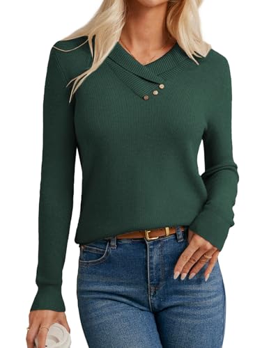 Image of GRACE KARIN Women Fall Long Sleeve V Neck Collar Knit Pullover Sweaters