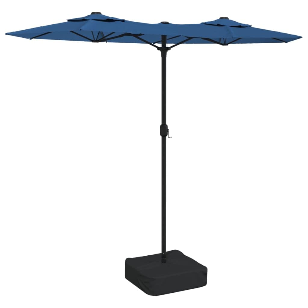 Homgoday Sombrilla Doble de jardín con Luces LED Azul 316x240 cm Sombrilla Terraza Exterior, Sombrilla Jardín Grande Orientable Jardín Parasol Balcón