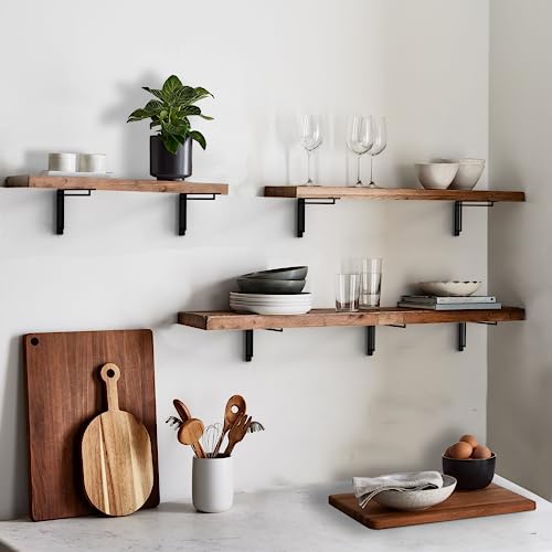 Balin Designs Shelf Bracket For 10" And 12" Shelves - Pack Of 4 - Heavy Duty Decorative Metal Shelf Brackets - Rustic Home Decore - L Brackets - Easy To Install - Hardware Included (Black, Cross) #TOP6