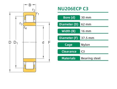 Roulement à rouleaux cylindriques NU206ECP C3 pour stopper les vibrations mécaniques