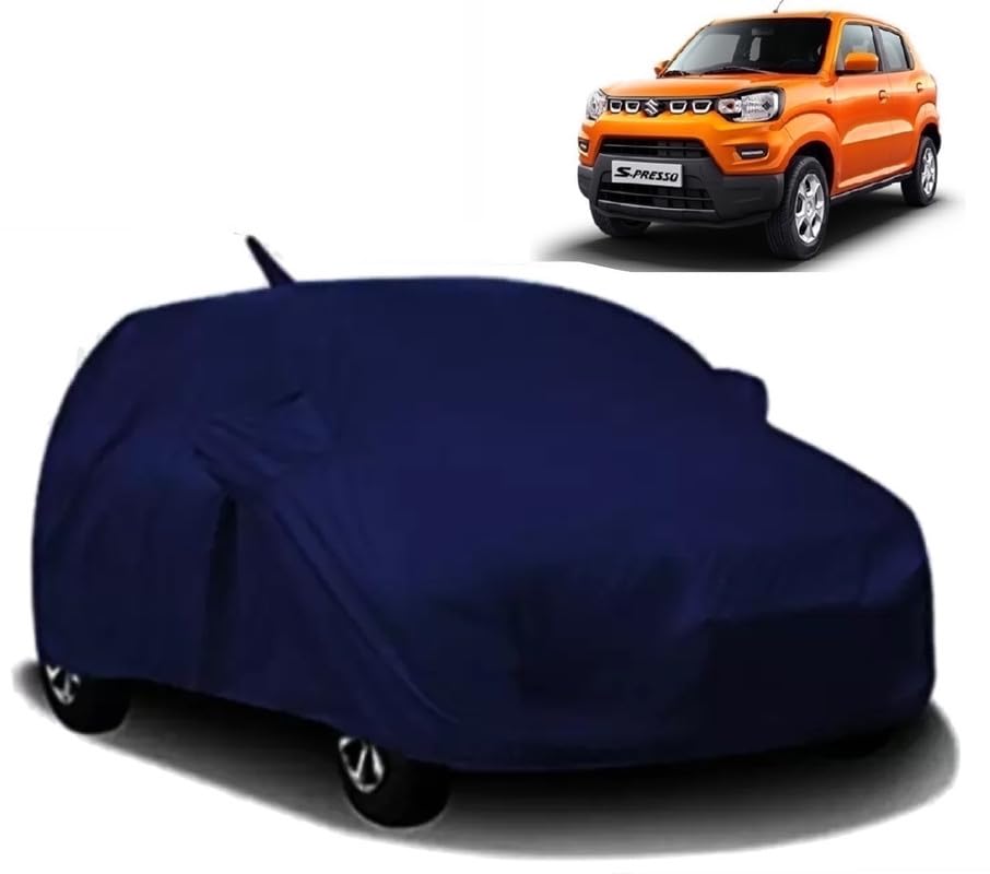 AXLOZ® Waterproof Car Body Cover All Accessories Compatible for Maruti Suzuki S-Presso with Mirror Pocket Uv Dust Proof Protects from Rain and Sunlight | Navy
