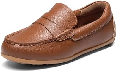 Bruno Marc Boy's Dress Shoes Penny Casual Loafers,Brown,5 Big Kid