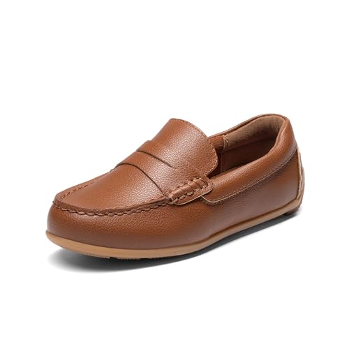 Bruno Marc Boy's Dress Shoes Penny Casual Loafers,Brown,5 Big Kid
