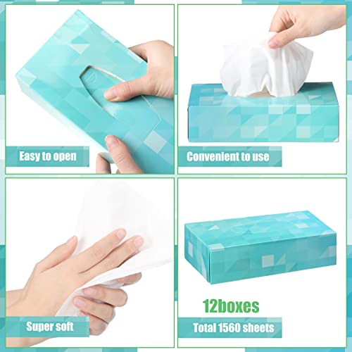 Image of Yinder 12 Packs Back to School Facial Tissue Boxes 1560 Sheets Soft Facial Tissue Bulk for Teacher Classroom School 2 Ply 130 Sheets Travel Tissues for Home Office Car Kitchen Wedding(Single)