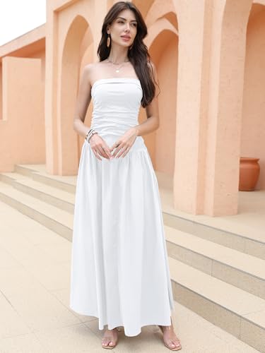 Yulaviniee Women's Strapless Tube Top Corset Maxi Dress for Wedding Guest, Elegant Party Dress2