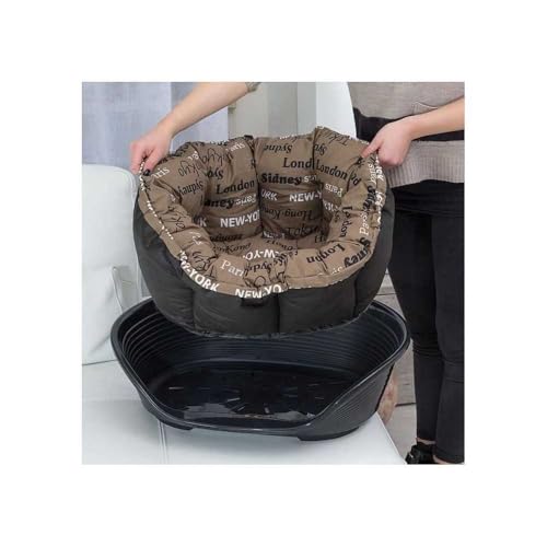 Ferplast Hundebett Hundesofa Katzenbett Hundematte Sofa' 2 Kunststoffkorb mit Waschbarem Gepolstertem Hundekissen, 52 x 39 x h 21 cm.