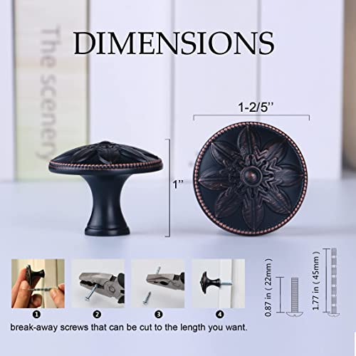 4 Pack - Oil Rubbed Bronze Cabinet Knobs Copper, 1-2/5” Dia Knobs For Cabinets And Drawers Bronze,Oil Rubbed Bronze Knobs For Dresser Drawers Bathroom Kitchen Cabinet Drawers Bi-Fold Knobs Bronze #TOP1