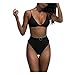 Produktbild TOPKEAL Damen Sexy Bandeau Badeanzug Einfarbig Strandmode Push Up Gepolstert Bikini Set Zweiteilige Strandkleidung Triangel Bikinihose Bademode (Schwarz, M)