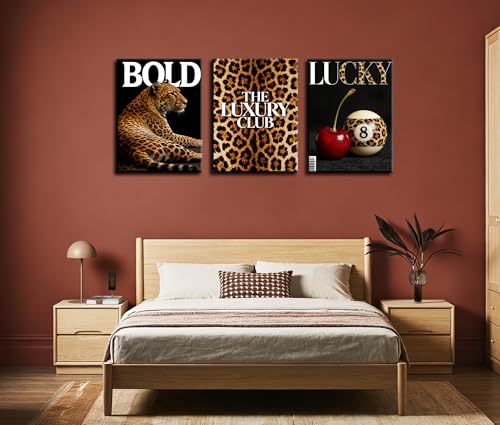 Image of Frimeeme Framed Trendy Leopard Canvas Wall Art, 12x16 inch, Set of 3