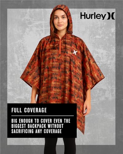 Hurley Glitch Camo Orange Waterproof Rain Poncho for Adults - Lightweight & Packable - Image 6