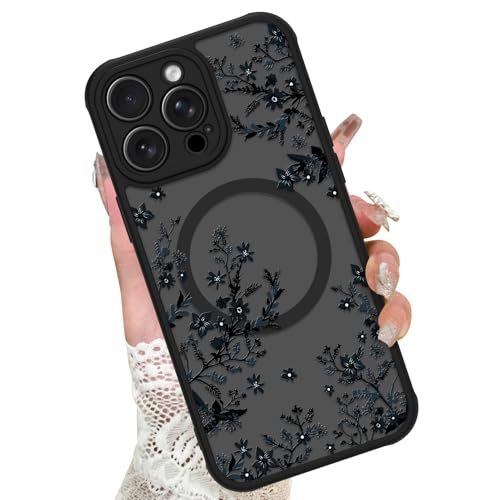 Image of KANGHAR Case for iPhone 14 Pro Florals Pattern | [Compatible with Magsafe] Cute Flower Branch Protective Magnetic Case for Girls Women Men