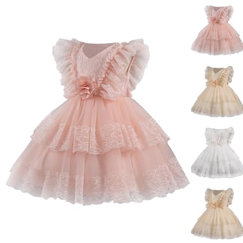 Toddler Baby Flower Girls Ruffle Embroidered Tulle Tutu Pageant Dress A-Line Princess Birthday Party Gown for 1-9 Years2