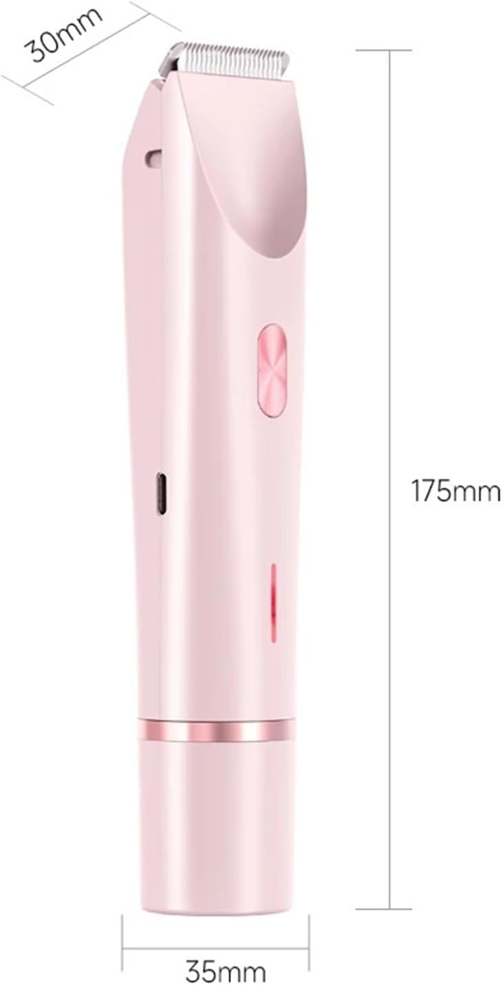 Bikini Trimmer for Women, Electric Shaver and Razor Rechargeable 2-in-1 Body and Facial Epilator, Dual Heads for Painless Trimming of Pubic Hair, Face, Underarms and Legs, IPX7 Waterproof. Shaving Gro