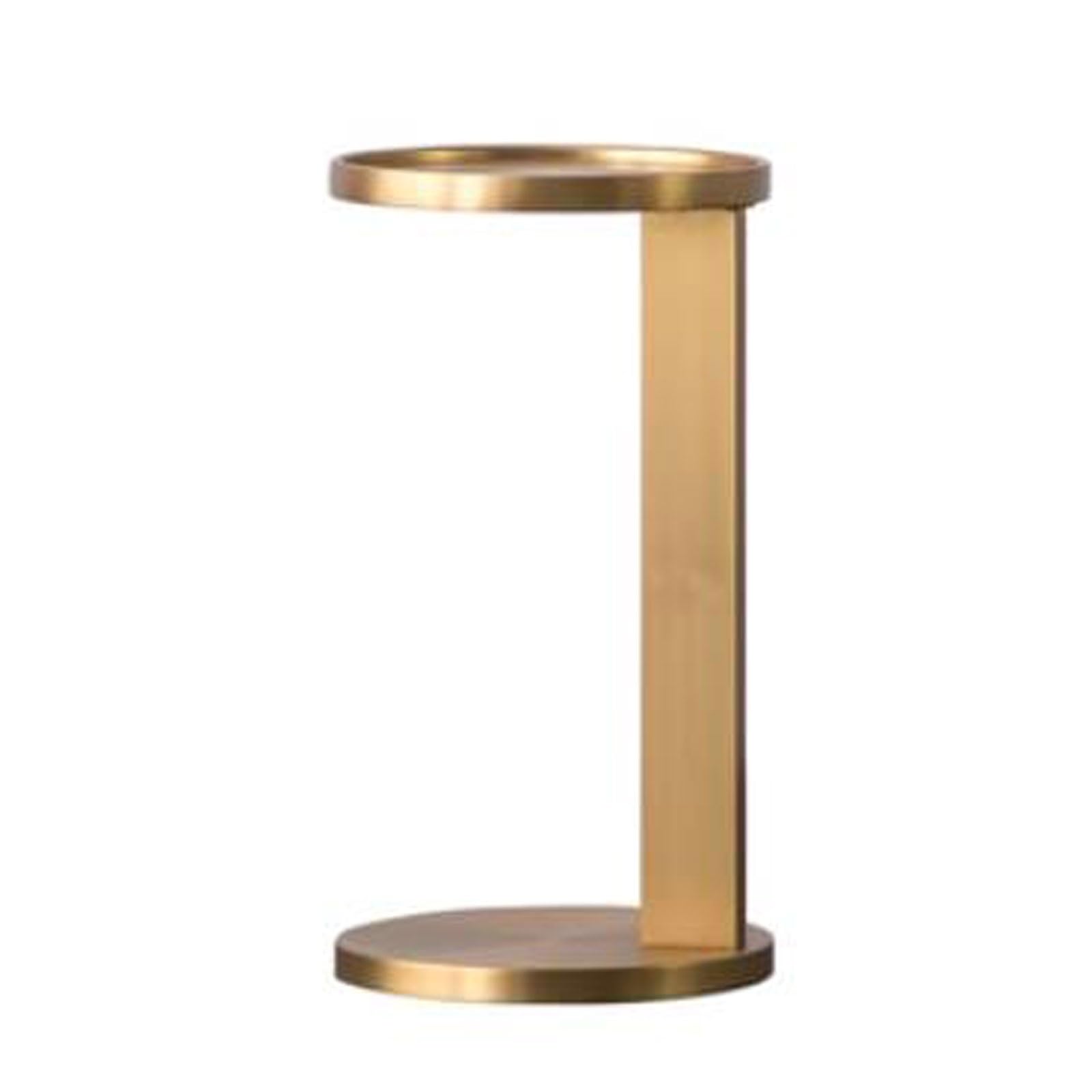 Table basse ronde en forme de C dorée pour canapé et lit