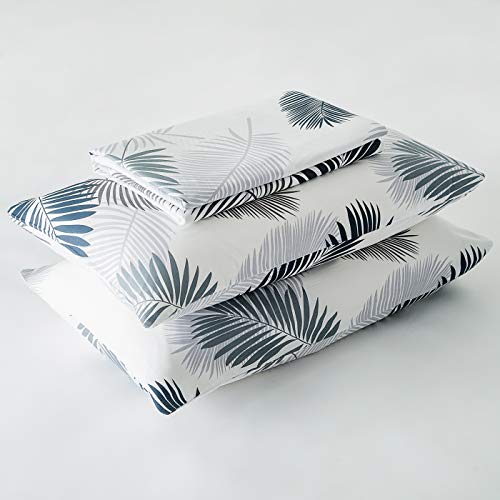 Susybao Palm Botanical Duvet Cover Queen 100% Cotton White Tropical Plant Duvet Cover Set 3 Pcs 1 Gray Leaves Patterned Duvet Cover With Zipper Ties 2 Pillowcases Luxury Soft Leaf Botanical Bedding #TOP6