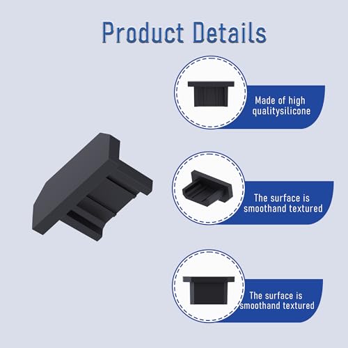 Image of 5 PCS Micro USB Port Anti-dust Plugs, Silicone Covers Caps Stoppers, Port Protector for PC Laptop Notebook Computers, Other Devices, 0.26 x 0.09 (LxW)