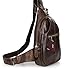 Yilen Casual Daypack Top Grain Genuine Leather Sling Shoulder Backpack with Front Buckle Chest Bag(Coffee)