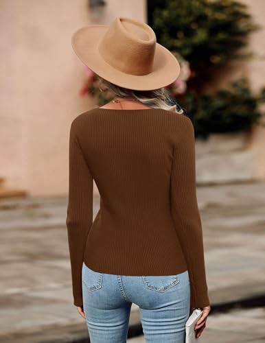 Image of Zeagoo Sweaters for Women 2026 Knit Trendy Long Sleeve Lightweight Slim Fit Pullover Cutout Tops S-XXL
