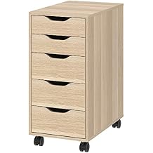 ALEX drawer unit on castors, 36x76 cm, white stained oak effect/black