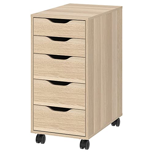 IKEA Alex Drawer Unit on castors, 36x76 cm, White Stained Oak Effect/Black