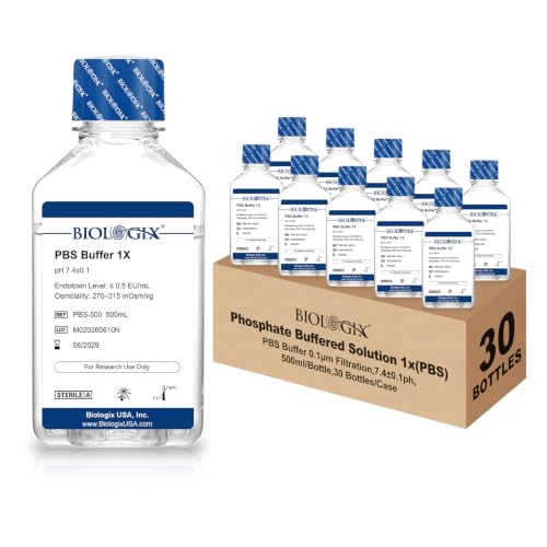 CryoKing PBS Buffer 1X, Phosphate Buffered Saline Solution, 500mL×30