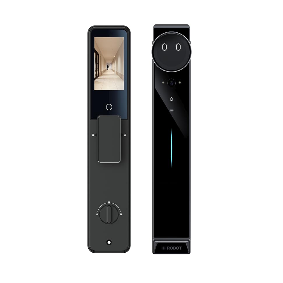 Image of Shield Supreme AI Smart Door Lock with Video & Night Vision, 10 Ways Unlock - Face, Palm, Fingerprint, RFID, PIN, App & Video Call, Alexa & Google Home Compatible Smart Lock for Home & Office