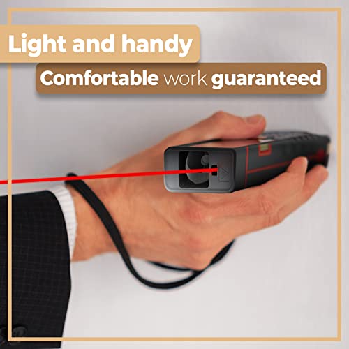 Foto von Retoo Laser Entfernungsmesser 40M, Digitales Distanzmessgerät LCD Hintergrundbeleuchtung, Viele Messmodi Pythagoras/Abstand/Fläche/Volumen Messunge IP54, Lasermessgerät mit 2 Batterien, Tasche