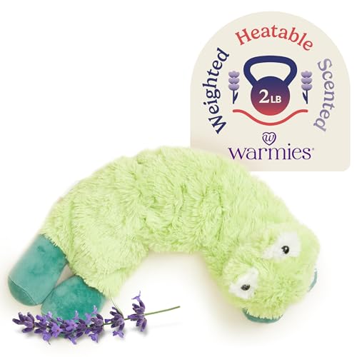 warmies Microwavable Neck & Shoulder Wrap - Heating & Cooling Plush Pad for Calming Relaxation - Weighted & Heated Neck Warmer with Scented Lavender - Microwave Heat Pad for Aches & Pain - Frog