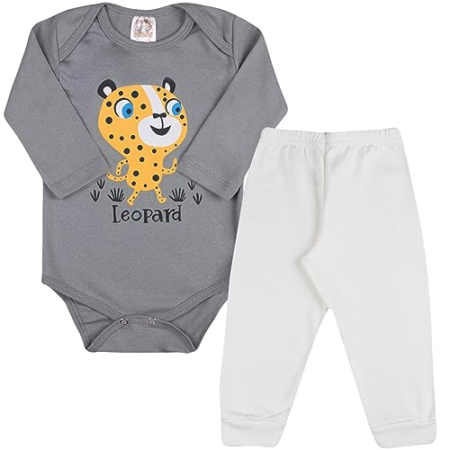 Kit 8 Peças Body Bebê Estampado Manga Longa com Calça Mijão Roupa Bebe Algodão para Menino (RN)