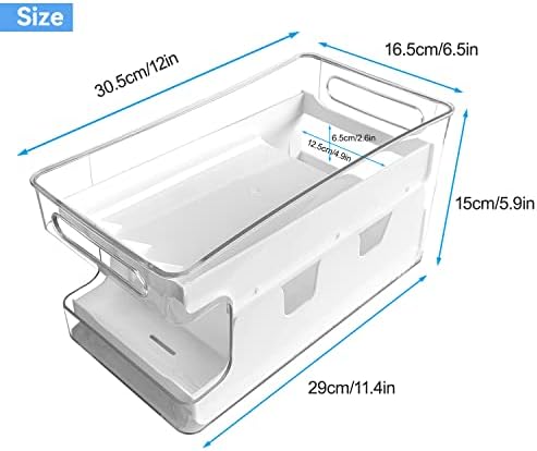 Qinglee Can Holder Fridge, Rolling Fridge Can Dispenser, 2 Tier Fridge Organiser, with Space for 8 Cans Standard Size, Can Storage for Refrigerator, Kitchen Cabinet, Pantry (Clear)