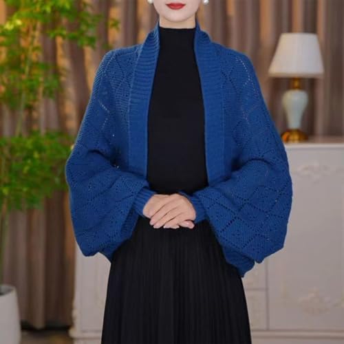 Knitted Shawl Coat, Fashion Lightweight Hollow Out Knit Wrap Cardigan, Slouchy Knitted Shawl Cover-Up with Sleeves2