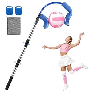 Caulimo Volleyball Spike Trainer (No Ball Included): Adjustable Volleyball Training Equipment – Volleyball Hitting Trainer with Anti-Slip Foam Head for Indoor & Outdoor Practice