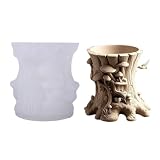 Molde de resina de silicona – 8,3 x 8,7 cm Forma portalápices para tocón de árbol de setas, herramienta de fundición epoxi reutilizable antiadherente para vela, pincel, jarrón, maceta, faiss