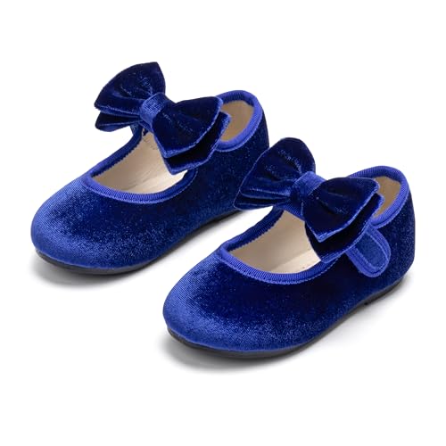 Image of PHIRAMIN Toddler Flower Girl Glitter Dress Shoes Little Girl Ballet Flats Bow Wedding Party