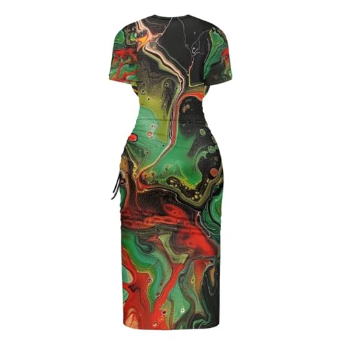 Image of Short Sleeve Dress for Women,Sexy Bodycon Dress,Plus Size Slit Dress,String Design s-4xl
