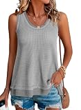 BLENCOT Women's Casual Waffle Knit Tank Tops Summer Sleeveless Tunic Flowy Loose Tunic Shirts Philippine Gray M