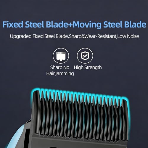 Cortapelos eléctrico profesional con 8 peines límite y base de carga USB color azul 5