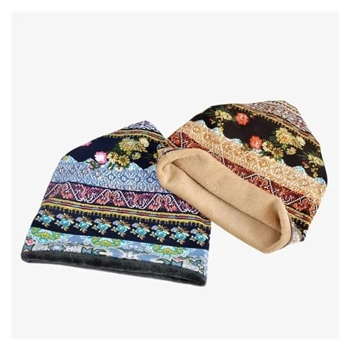 Bohemian Ethnic Floral Print Striped Warm and Soft Winter Windproof Ear Outdoor ski caps for Both Men and Women3