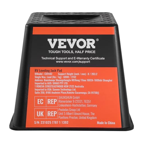 VEVOR Trailer Jack Block, 6000 lbs Capacity per RV Leveling Block, Polypropylene RV Camper Stabilizer Blocks, RV Travel Accessories Use for Any Tongue Jack, Post, Foot, 5th Wheels, 4-Pack by VEVOR - Image 9