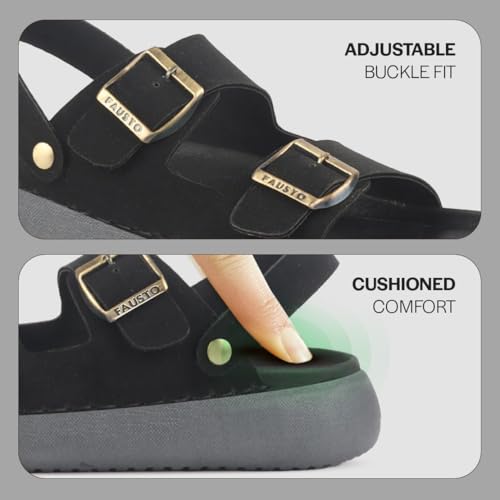 Image of FAUSTO Men Open Toe Double Strap Stitched Waterproof Sandals with Back Support|Soft Cushioned Insole|Summer Slip-On Slipper|Perfect For Monsoon Rainy Season