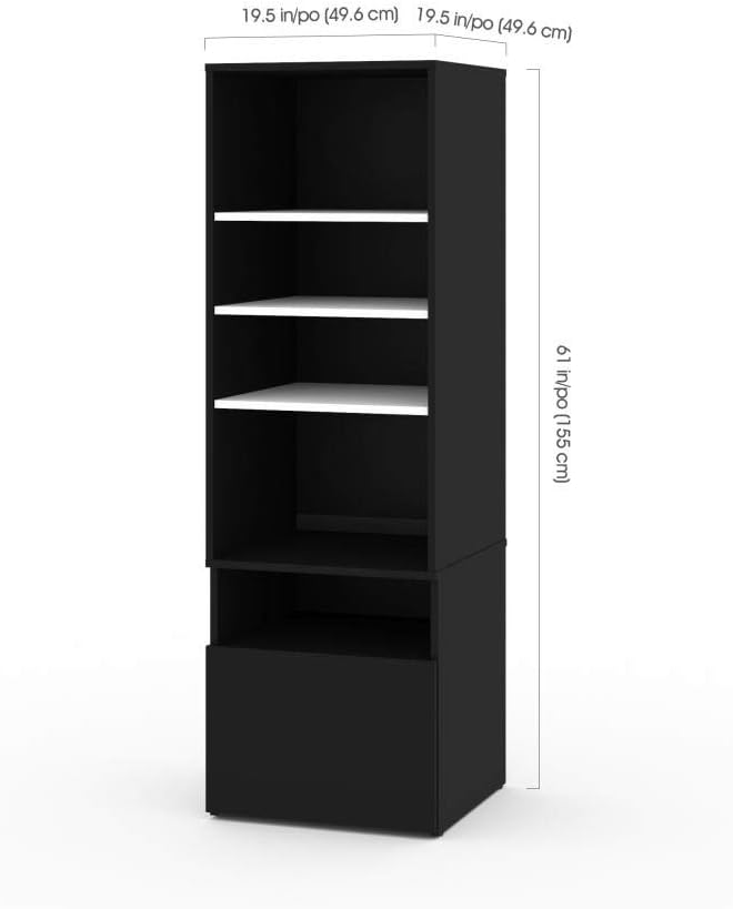 Bestar Viva L-Shaped Standing Desk with Dual Monitor Arm and Storage, 72W, Black
