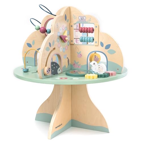 mamabrum Table d'apprentissage en Bois, Arbre Multifonctionnel avec Boucle de Moteur, Trieur Formes, Abaque, Horloge - Jouet Éducatif 12m+ pour Développement Sensoriel – vue 4