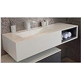 ADM Rectangular Countertop Stone Resin Sink, Matte White, 48