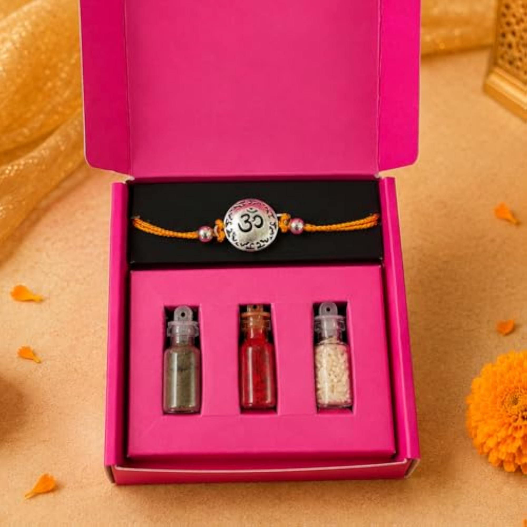 Omkar Silver Plated Brass Blessed Rakhi, Traditional Gift