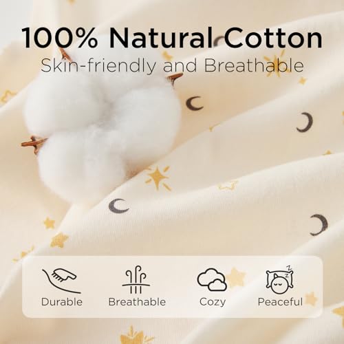 Image of Duomiaomiao 3-Pack Baby Sleep Bag, 100% Organic Cotton Lightweight Wearable Blanket, Breathable Comfy Toddler Sleeping Sack (0.5tog Moon & Star, Large)